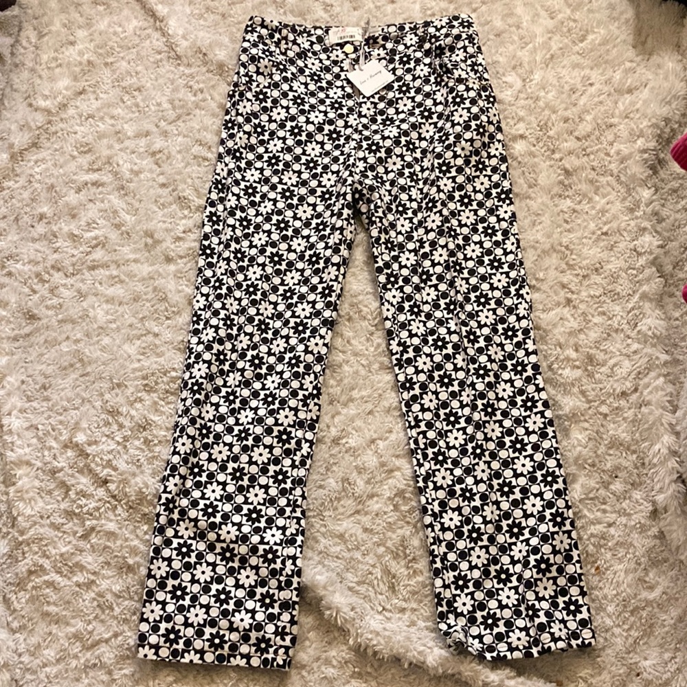 New Love and Harmony Flower Mod Retro Straight Leg Denim Jeans Size L